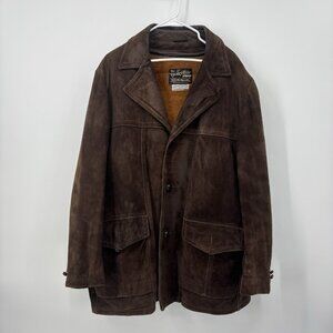 The Leather Shop Vintage Brown Suede Jacket Mens Size‎ 46 Western Rustic *Read